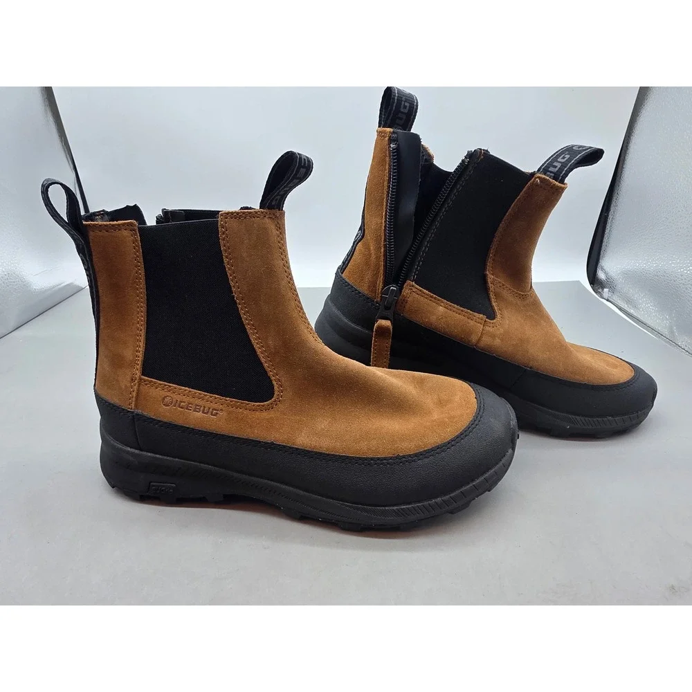 Icebug‎ Boda W BUGrip Suede Winter Boots Brown Black Studded Traction H41006